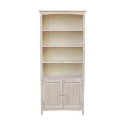 72" Shaker Bookcase With Two Lower Doors - International Concepts
