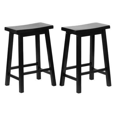 PJ Wood Classic Saddle-Seat 24" Tall Kitchen Counter Stools For Homes, Dining Spaces, And Bars W/Backless Seats, 4 Square Legs, Black (Set Of 6) 3 PJ Wood Classic Saddle-Seat 24" Tall Kitchen Counter Stools For Homes, Dining Spaces, And Bars W/Backless Seats, 4 Square Legs, Black (Set Of 6)