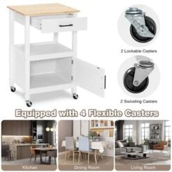 Costway Rolling Kitchen Island Cart On Wheels Bar Serving Trolley W/Drawer Cabinet BlackWhite -Furniture Store GUEST 1adcc6c3 5798 4bce 842f 128193f1bd89