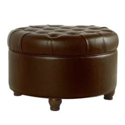 Large Tufted Round Storage Ottoman - HomePop