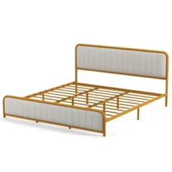 Costway Full Gold Metal Bed Frame Upholstered Platform Bed With Velvet Headboard 25 Costway Full Gold Metal Bed Frame Upholstered Platform Bed With Velvet Headboard -Furniture Store GUEST 1af75809 bceb 4104 9893 8f58383410b6