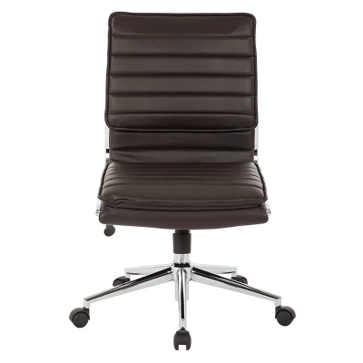 Armless Mid Back Manager's Faux Leather Chair With Chrome Base - OSP Designs 3 Armless Mid Back Manager's Faux Leather Chair With Chrome Base - OSP Designs