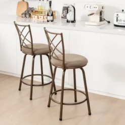 Costway Set Of 2 24/30 Inch Adjustable Swivel Barstools Metal Dining Chairs Brown 12 Costway Set Of 2 24/30 Inch Adjustable Swivel Barstools Metal Dining Chairs Brown -Furniture Store GUEST 1c776a4a 3616 45a5 ad05 9db73979cdf5