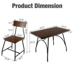 Costway Dining Table Set 5-Piece Kitchen Dining Table Set Rectangula For 5 W/Metal Frame -Furniture Store GUEST 1cb41dcc 6ce3 4f8e 8df7 ffa14925ea19