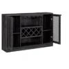 Home Source Bar Cabinet With Two Curved Glass Doors In Charcoal Finish