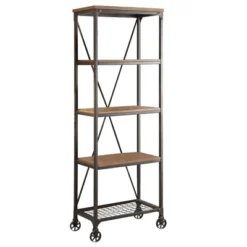 Millwood 26" 5 Shelf Metal Bookcase In Pine - Lexicon