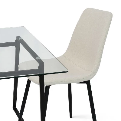 Mona+Bingo 7-Piece Black Rectangular Clear Tempered Transparent Glass Table With 6 Upholstered Side Chairs-Maison Boucle 5 Mona+Bingo 7-Piece Black Rectangular Clear Tempered Transparent Glass Table With 6 Upholstered Side Chairs-Maison Boucle - Image 3