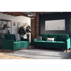 Penny 2 Seater Loveseat Sofa Green Velvet - Room & Joy -Furniture Store GUEST 1e7ddf30 db32 4696 80b2 8ae2d8f4e144