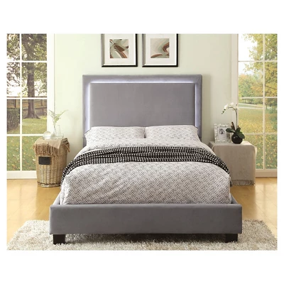 Shanelle Modern Fabric Platform Bed With Led Trim - MiBasics 4 Shanelle Modern Fabric Platform Bed With Led Trim - MiBasics - Image 2