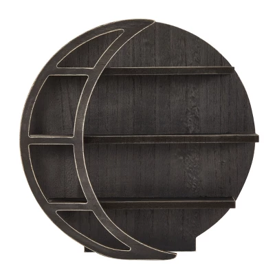 Farmlyn Creek Wooden Crescent Moon Wall Shelf, Rustic Wall Home Decor For Crystals & Essential Oils, Black, 12 X 12 X 3 In 6 Farmlyn Creek Wooden Crescent Moon Wall Shelf, Rustic Wall Home Decor For Crystals & Essential Oils, Black, 12 X 12 X 3 In - Image 4