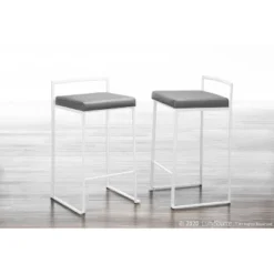 Set Of 2 26" Fuji Contemporary Counter Height Barstools White/Gray - LumiSource -Furniture Store GUEST 1f371bc5 fa6b 4cdf 84c6 539f66c19da3