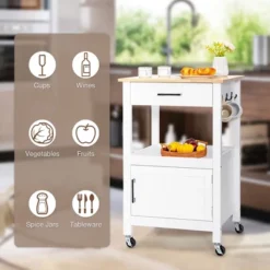 Costway Rolling Kitchen Island Cart On Wheels Bar Serving Trolley W/Drawer Cabinet BlackWhite -Furniture Store GUEST 1f96a7e8 8062 43c4 8635 4c7c431ac6d6