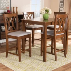 5pc Reneau Upholstered Wood Pub Counter Height Dining Set Gray/Walnut - Baxton Studio 14 5pc Reneau Upholstered Wood Pub Counter Height Dining Set Gray/Walnut - Baxton Studio -Furniture Store GUEST 1fd06585 79ec 46bd 8a2b dfed4ebd7b7d
