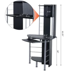 HOMCOM 62" Arch Corner Computer Desk With Printer Hutch And Storage Shelf -Furniture Store GUEST 23440eef becc 4b02 b455 b29fe717ec10