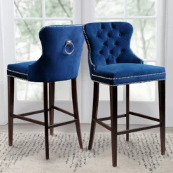 30" Monet Tufted Velvet Barstool Blue - Abbyson Living