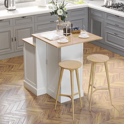 HOMCOM Kitchen Island With Storage Cabinet And 2-Level Rubber Wood Butcher Block Table, Adjustable Shelves, And Drawers 3 HOMCOM Kitchen Island With Storage Cabinet And 2-Level Rubber Wood Butcher Block Table, Adjustable Shelves, And Drawers