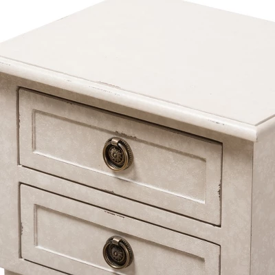 Lenore Country Cottage Farmhouse 2 Drawer Nightstand White - Baxton Studio 6 Lenore Country Cottage Farmhouse 2 Drawer Nightstand White - Baxton Studio - Image 4