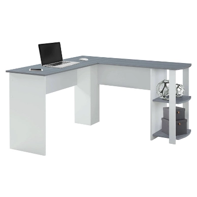 Modern L Shaped Desk With Side Shelves Gray - Techni Mobili 5 Modern L Shaped Desk With Side Shelves Gray - Techni Mobili - Image 3