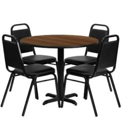Emma And Oliver 36" Round Laminate X-Base Table Set With 4 Banquet Chairs -Furniture Store GUEST 24215361 f4cd 44a4 af93 2e43c3a77ca9