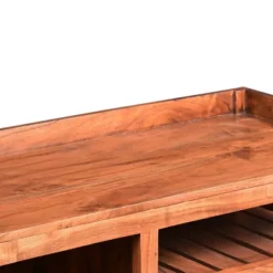 Entryway Bench With Wooden Seat And 2 Slatted Shelves Brown - The Urban Port -Furniture Store GUEST 255d4946 4ecf 4086 9523 5adadd77b443
