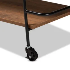 Small Bernard Rustic Industrial Metal And Wood 3 Tier Mobile Wine Bar Cart Black/Walnut - Baxton Studio -Furniture Store GUEST 255e5a85 770c 457a b152 50b1f2961245
