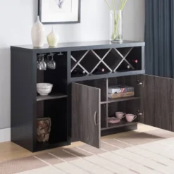 Alsco Buffet Server With Wine Rack Distressed Gray/ Light Oak - HOMES: Inside + Out -Furniture Store GUEST 25af42e1 5f13 46c6 9342 941207791f78