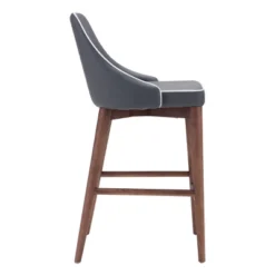 26" Wing Back Faux Leather Counter Height Barstool - Dark Gray - ZM Home