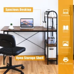 Costway 48'' Reversible Computer Desk Writing Table Workstation W/ Storage Shelf BlackBrown 19 Costway 48'' Reversible Computer Desk Writing Table Workstation W/ Storage Shelf BlackBrown -Furniture Store GUEST 26ab9931 66e7 45fd 9191 033a159f952f