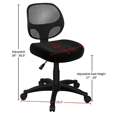 Computer Chair – Adjustable Height Armless Office Chair With Wheels, Curved Mesh Back, Foam Seat, And Swivels In 360-Degrees By Lavish Home (Black 3 Computer Chair – Adjustable Height Armless Office Chair With Wheels, Curved Mesh Back, Foam Seat, And Swivels In 360-Degrees By Lavish Home (Black