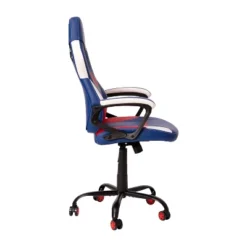 BlackArc High Back Gaming Chair With Red And Blue Faux Leather Upholstery, Adjustable Swivel Seat And Padded Flip-Up Arms -Furniture Store GUEST 28347312 7bf9 4c05 b790 c001db14d4c7