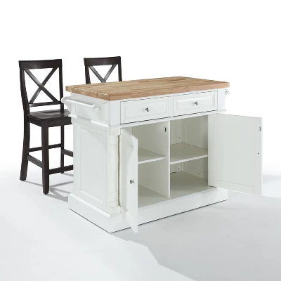 Oxford Kitchen Island With 2 Counter Height Barstools White - Crosley 7 Oxford Kitchen Island With 2 Counter Height Barstools White - Crosley - Image 5