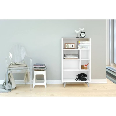 40.75" Sidney 4 Shelf Bookshelf White - Polifurniture 5 40.75" Sidney 4 Shelf Bookshelf White - Polifurniture - Image 3