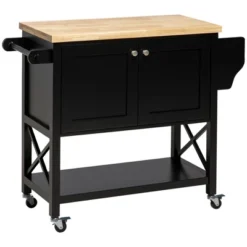 HOMCOM Rolling Kitchen Island On Wheels, Utility Serving Cart With Rubberwood Top, Towel Rack, Spice Rack And Storage Cabinet 14 HOMCOM Rolling Kitchen Island On Wheels, Utility Serving Cart With Rubberwood Top, Towel Rack, Spice Rack And Storage Cabinet -Furniture Store GUEST 2a10045d e20a 44d7 8e53 9980a829aef9