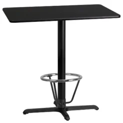 Flash Furniture 24'' X 42'' Rectangular Black Laminate Table Top With 23.5'' X 29.5'' Bar Height Table Base And Foot Ring