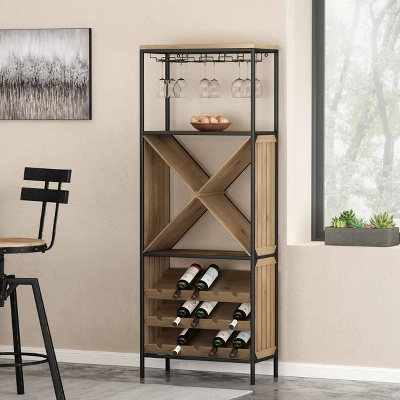 Fritsche Modern Industrial 47 Bottle Floor Wine Rack Natural/Black - Christopher Knight Home 3 Fritsche Modern Industrial 47 Bottle Floor Wine Rack Natural/Black - Christopher Knight Home