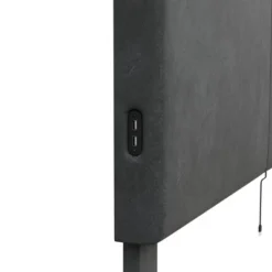 Muellen Upholstered Platform Bed With 2 Dual USB Ports Graphite Gray Vinyl - Hillsdale Furniture -Furniture Store GUEST 2b46d9c9 8363 42e3 922d 412849427721