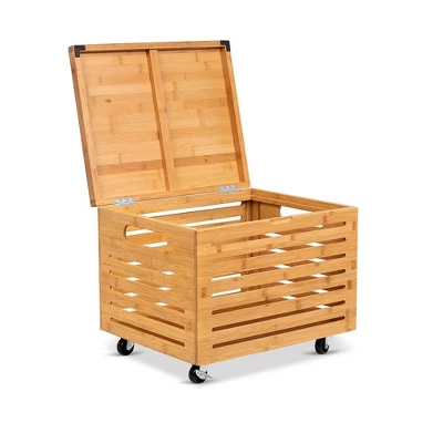 BirdRock Home Bamboo Rolling File Storage Organizer Box With Lid - Natural 4 BirdRock Home Bamboo Rolling File Storage Organizer Box With Lid - Natural - Image 2