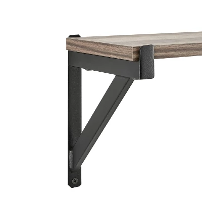 Genoa Wall Shelf On Triangular Metal Bracket Black/Rustic - Danya B. 6 Genoa Wall Shelf On Triangular Metal Bracket Black/Rustic - Danya B. - Image 4