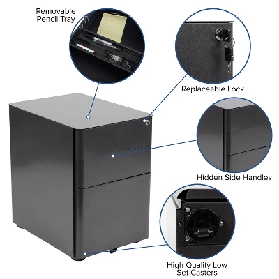 Flash Furniture Work From Home Kit - Black Computer Desk, Ergonomic Mesh Office Chair And Locking Mobile Filing Cabinet With Side Handles 6 Flash Furniture Work From Home Kit - Black Computer Desk, Ergonomic Mesh Office Chair And Locking Mobile Filing Cabinet With Side Handles - Image 4