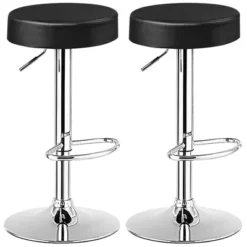 Costway Set Of 2 Round Bar Stool Adjustable Swivel Pub Chair W/ Footrest WhiteRedBlack -Furniture Store GUEST 2bf11b5f 8eb1 4e14 b8b2 31824c3af907