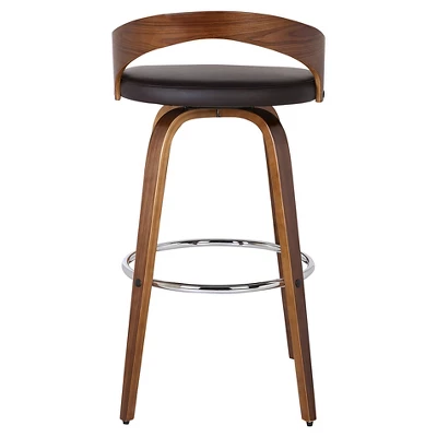 26" Sonia Counter Height Barstool Faux Leather Brown - Armen Living 4 26" Sonia Counter Height Barstool Faux Leather Brown - Armen Living - Image 2