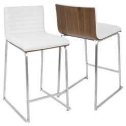 Set Of 2 26" Mara Contemporary Counter Height Barstool White - Lumisource