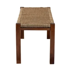 Hermes Natural Seagrass And Mahogany Wood Bench Walnut Brown - Bali & Pari -Furniture Store GUEST 2d97375f b09b 4ea5 a13d 8a3f2f734a1f