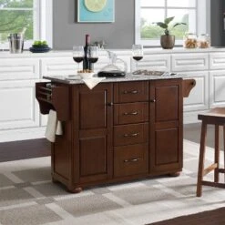 Eleanor Kitchen Island With Solid Granite Top Mahogany - Crosley -Furniture Store GUEST 2f74b5cb e88e 4e1a 899e 58a05cda418e