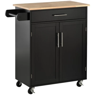HOMCOM Kitchen Island Cart Rolling Trolley Cart With Drawer, Storage Cabinet & Towel Rack 9 HOMCOM Kitchen Island Cart Rolling Trolley Cart With Drawer, Storage Cabinet & Towel Rack - Image 7