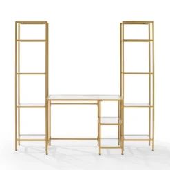 3pc Aimee Desk And Etagere Set Soft Gold - Crosley -Furniture Store GUEST 30512f56 ba66 4561 8a39 05a01bd419f0