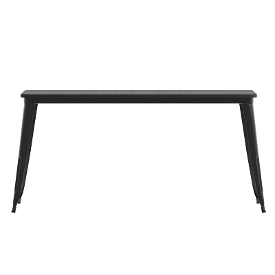 Emma And Oliver Indoor/Outdoor Dining Table With Umbrella Hole, 30" X 60" Rectangular All Weather Poly Resin Top And Black Steel Base 10 Emma And Oliver Indoor/Outdoor Dining Table With Umbrella Hole, 30" X 60" Rectangular All Weather Poly Resin Top And Black Steel Base - Image 8