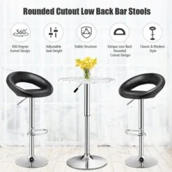 Costway Set Of 2 Bar Stools Adjustable PU Leather Barstools Swivel Pub Chairs Black New Low Back -Furniture Store GUEST 30c38566 b079 4a15 8155 e995bebfe597