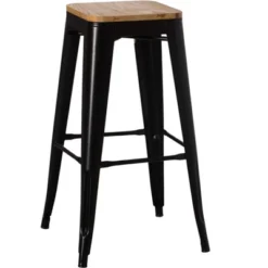Vintiquewise Decorative Accent Bar Stool For Indoor And Outdoor, Wooden Brown And Metal Black 16 Vintiquewise Decorative Accent Bar Stool For Indoor And Outdoor, Wooden Brown And Metal Black -Furniture Store GUEST 325bb1ee 8694 41f4 8cbb 833bb48f9231