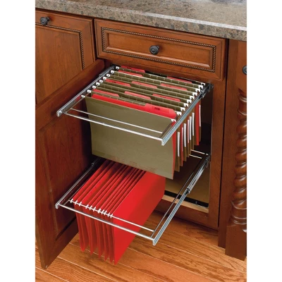 Rev-A-Shelf 2 Tier 14.5" Base Cabinet File Drawer Organizer System For Leterr & Legal Sized Files For Home Office Or Home Storage, Chrome, RAS-FD-KIT 5 Rev-A-Shelf 2 Tier 14.5" Base Cabinet File Drawer Organizer System For Leterr & Legal Sized Files For Home Office Or Home Storage, Chrome, RAS-FD-KIT - Image 3